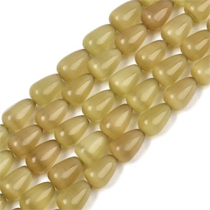 87608 Synthetic Cat;s Eye Peardrop beads  FOR NECKLACEs 12X8mm/32Pcs//Ø1mm   OLIVE COLOR,   ,Material SEMI PRECIOUS STONES,BEADS (0 5) ()
