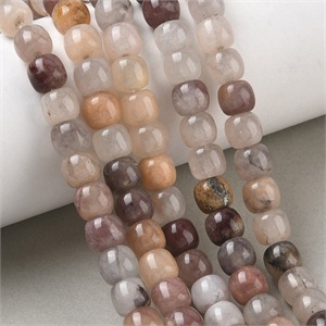 87612 BARREL SHAPE NATURAL AGATE FOR NECKLACEs 8X7mm/54Pcs//Ø1.4mm MULTICOLOR, ,Material SEMI PRECIOUS STONES,BEADS (0 5) ()