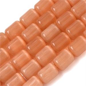 87621 CAT’S EYE BARREL SHAPE BEADS FOR JEWELLERY 11X8mm/35Pcs//Ø1.4mm ORANGE COLOR, ,Material GLASS,BEADS (0 5) ()
