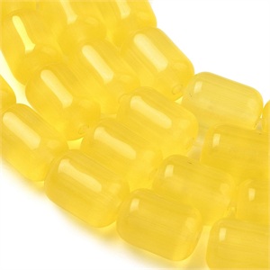 87624 CAT’S EYE BARREL SHAPE BEADS FOR NECKLACEs 11X8mm/35Pcs//Ø1.4mm YELLOW COLOR, ,Material GLASS,BEADS (0 5) ()