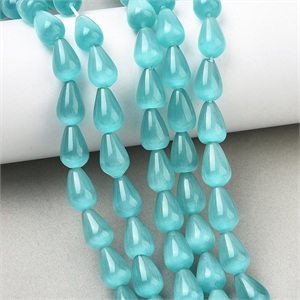 87628 SYNTHETIC CAT’S EYE PEARDROP BEADS  FOR NECKLACEs 12X8mm/31Pcs//Ø1mm   TURQUOISE COLOR,   ,Material GLASS,BEADS (0 5) ()