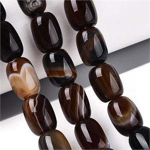 87637 BARREL SHAPE NATURAL AGATE FOR JEWELLERY 13X10mm/28Pcs//Ø0.9mm DARK BROWN, ,Material SEMI PRECIOUS STONES,BEADS (0 2) ()