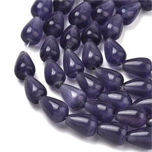 87639 SYNTHETIC CAT’S EYE PEARDROP BEADS FOR JEWELLERY 12X8mm/31Pcs//Ø1mm WHITE COLOR, ,Material GLASS,BEADS (0 5) ()