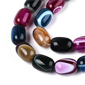 87654 BARREL SHAPE NATURAL AGATE FOR JEWELLERY 16X12mm/22Pcs//Ø1mm MULTICOLOR, ,Material SEMI PRECIOUS STONES,BEADS (0 2) ()