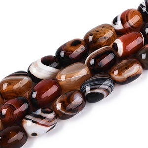 87655 BARREL SHAPE NATURAL AGATE FOR JEWELLERY 16X12mm/22Pcs//Ø1mm BROWN COLOR, ,Material SEMI PRECIOUS STONES,BEADS (0 2) ()