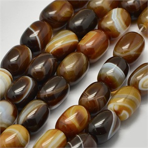87660 BARREL SHAPE NATURAL AGATE FOR JEWELLERY 17X13mm/28Pcs//Ø2mm BROWN COLOR, ,Material SEMI PRECIOUS STONES,BEADS (0 1) ()