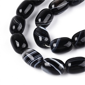 87661 BARREL SHAPE NATURAL AGATE FOR JEWELLERY 17X12mm/22Pcs//Ø1mm BLACK COLOR, ,Material SEMI PRECIOUS STONES,BEADS (0 2) ()