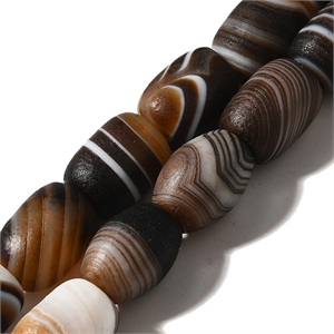 87667 BARREL SHAPE NATURAL AGATE FOR JEWELLERY 14X10mm/28Pcs//Ø1.6mm BROWN COLOR, ,Material SEMI PRECIOUS STONES,BEADS (0 2) ()