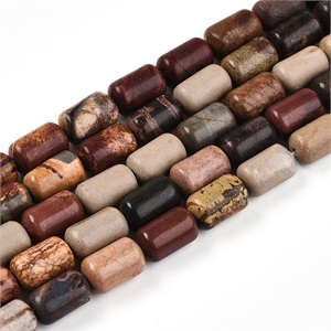 87677 BARREL SHAPE NATURAL AGATE FOR JEWELLERY 10X6mm/38Pcs//Ø0.7mm MULTICOLOR, ,Material SEMI PRECIOUS STONES,BEADS (0 2) ()