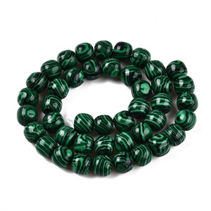 87686 NATURAL MALACHITE BARREL BEADS  FOR JEWELLERY 10X8mm/43Pcs//Ø1mm   MULTICOLOR,   ,Material SEMI PRECIOUS STONES,BEADS (0 2) ()