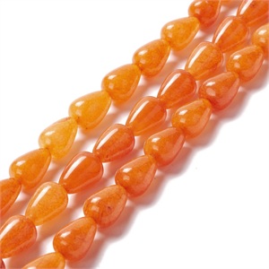 87690 NATURAL JADE PEARDROP SHAPE FOR JEWELLERY 15X10mm/27Pcs//Ø1.5mm ORANGE COLOR, ,Material SEMI PRECIOUS STONES,BEADS (0 5) ()