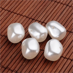 87700 Ακρυλικες περλες  για κοσμημα 18x13mm/ø2mm/10τεμ.   φυσικο χρωμα, περλες  ,συνθεση abs πλαστικο,χαντρα (12 12)