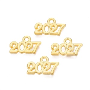 87716 CHRISTMAS CHARMS ‘, 2027’ LUCKY CHARMS 9X15mm/50Pcs/   GOLD PLATED,   ,Material ,CHRISTMAS,CHARMS (0 40) ()