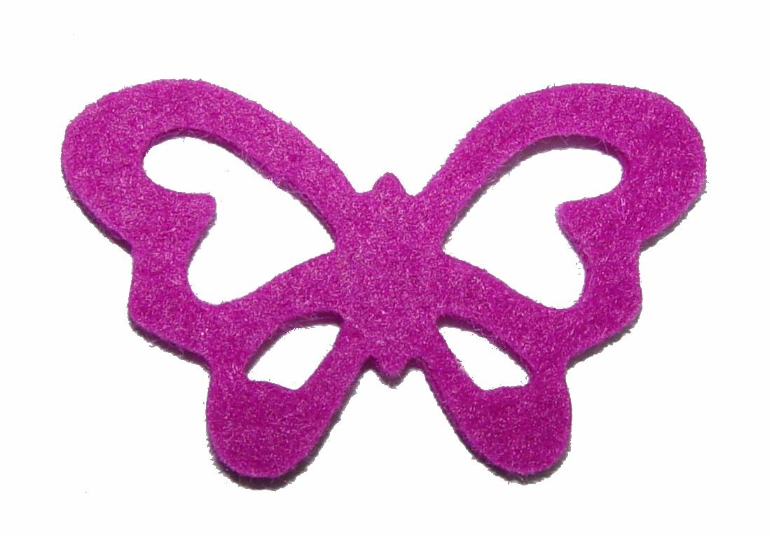 CH10994 Felt Butterflies  For Decoration 54X33mm/5Pcs/   Fuschia Color,   ,Material ,, (9 2) ()