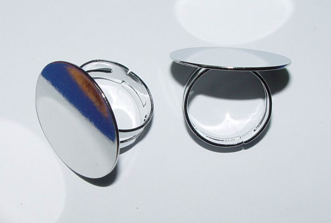 CH12211 Μεταλλικά Δαχτυλίδια με πλακέ βάση  Για κόσμημα 25mm//2Τεμ. Μεταλλικό Χρώμα, Ρυθμιζόμενα  ,Συνθεση , (6 5) (12gr) ()