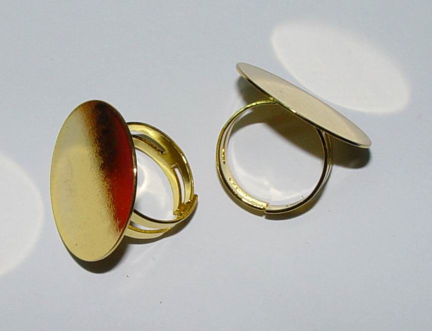 CH12212 Μεταλλικά Δαχτυλίδια με πλακέ βάση  Για κόσμημα 25mm//2Τεμ. Επίχρυσο Χρώμα, Ρυθμιζόμενα  ,Συνθεση , (7 10) (gr) ()