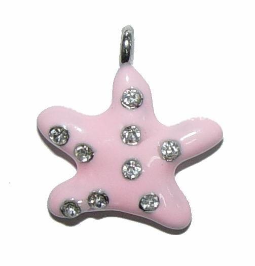 CH15047 Enamel Metal Starfish ,For Jewellery 20X19mm/2Pcs/   Pink Color, With Rhinestones  ,Material ,Summer,Charms (17 10) ()