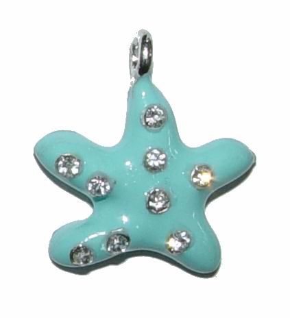 CH15051 Μεταλλικοί Αστερίες με Σμάλτο  Για κόσμημα 20X19mm/2Τεμ.   Τυρκουάζ Χρώμα, Με Στρασάκια  ,Συνθεση ,Καλοκαιρινά/Θαλασσινά,Κρεμαστά (35 15) (5gr) ()