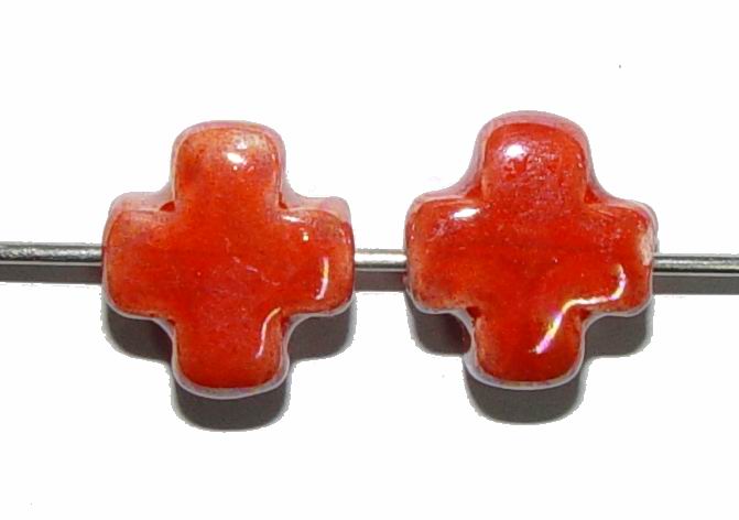 CH15067 Κεραμικά σταυρουδάκια Για κόσμημα 12X12mm/2Τεμ. Κόκκινο Χρώμα, ,Συνθεση ,Χάντρα (39 0) (5gr) ()