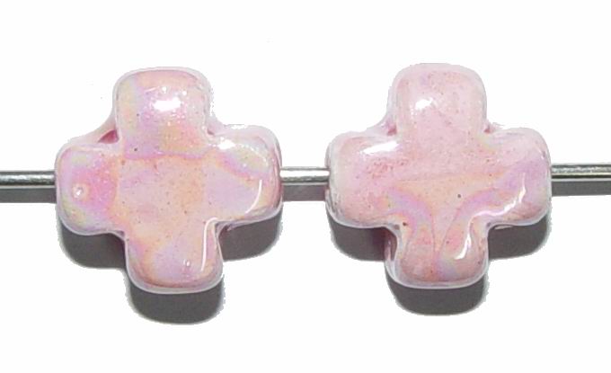 CH15068 Κεραμικά σταυρουδάκια Για Κόσμημα 12X12mm/2Τεμ. Ρόζ Χρώμα, ,Συνθεση ,Χάντρα (4 600) (gr) ()