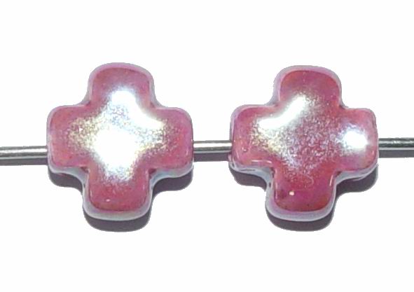 CH17071 Ceramic Cross beads 12X12mm/2Pcs/ Fuschia Color, ,Material ,,Beads (54 283) ()