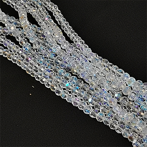 CH18088 ROUND FACETED GLASS BEADS FOR JEWELLERY 6mm/60Pcs/ CRYSTAL AB, ,Material GLASS,,BEADS (12 15) ()