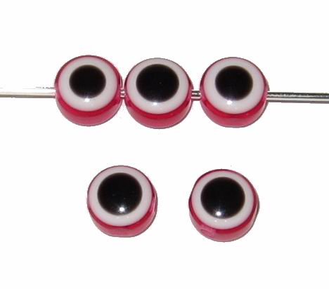 CH19427 Acrylic Evil Eye Round Flat Beads For jewellery/Lucky Charms 8X6mm/50Pcs Red Color,   ,Material Stainless Steel,,Beads (16 5) ()