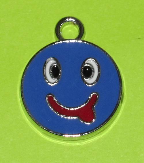 CH21422 Μενταγιόν Μεταλλικά Στρόγγυλο Πλακέ ,24mm/2Τεμ. ,Μπλέ Χρώμα,Με Φατσούλες (43 9) (10gr) ()