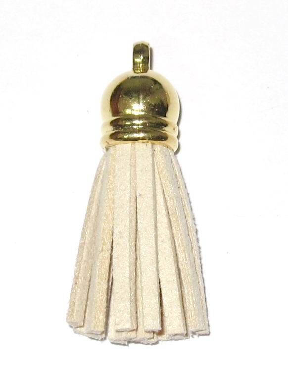 CH21569 Tassels Textile With Suede, ,37mm/1Pcs ,Beige Color (25 21) ()