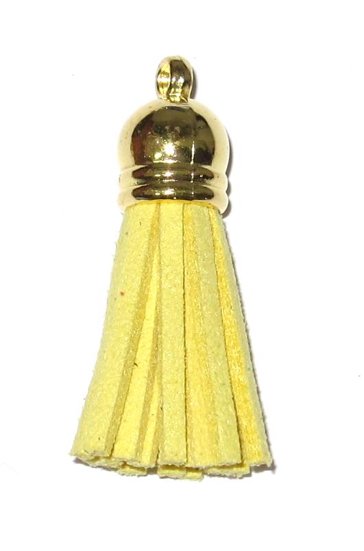 CH21571 Tassels Textile With Suede, ,37mm/1Pcs ,Yellow Color (22 20) ()
