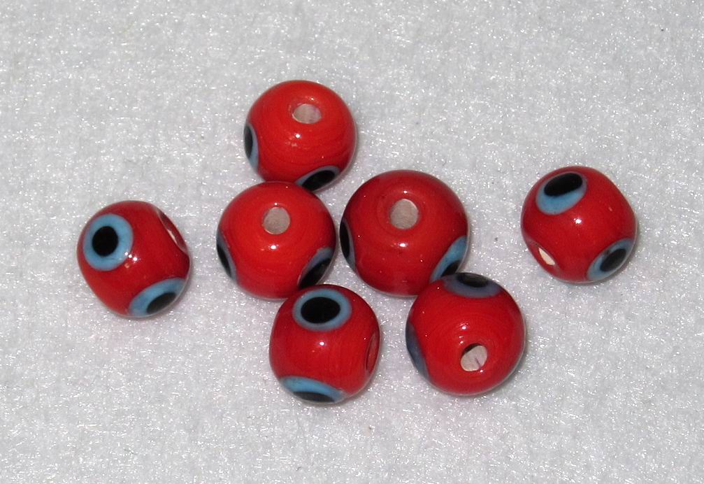 CH22142 Glass Evil Eye Round Beads ,For Jewellery 8mm//5Pcs//Ø1,8mm Red Color,   ,Material ,, (36 17) ()