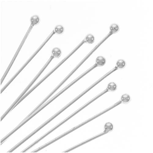 CH2244 Silver 925 Ball Head Pins ,For Jewellery 30X0.5mm/10Pcs/ Rhodium Plated, 0.5mm Thickness  ,Material Silver 925,, (377 19) ()