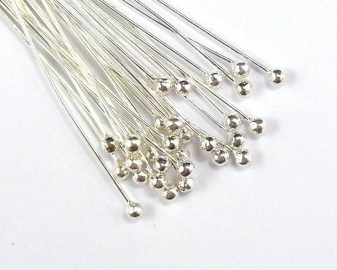 CH2320 Silver 925 Ball Head Pins ,For Jewellery 40X0,07mm/4Pcs/ Rhodium Plated,   ,Material ,, (9 7) ()