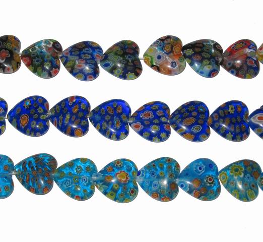 CH23276 MILLIFIORI GLASS HEART BEADS FOR JEWELLERY 20MM//20PCS MIXED COLORS, ,MATERIAL GLASS,SAINT VALENTINE,BEADS (4 0) ()