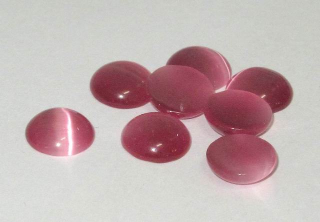 CH26889 CATS EYE CABOCHON STONES  FOR JEWELLERY/DECORATION 10mm//1Pcs/   PINK COLOR,   ,Material GLASS,, (2 0) ()