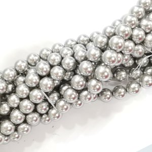 CH27849 Γυάλινες Πέρλες, στύλ Μαργαριτάρι Στρόγγυλο για κόσμημα Χωρίς Φίλτρο 14mm/60Τεμ. Γκρίζο Χρώμα (4 8) (215gr) ()