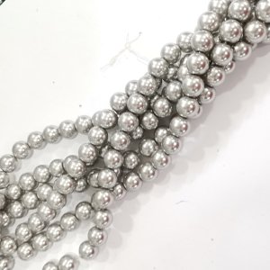 CH27927 Glass Pearls Round Beads ,For Jewellery 10mm/90Pcs/ Silver Color,Col 001 ,Material Glass,,Beads (7 5) ()