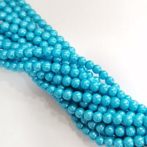 CH27963 Γυαλινες περλες στρογγυλες μπιλια για κοσμημα 6mm/~140τεμ. μπλε χρωμα,col 001   ,συνθεση γυαλι,χαντρα (0 0)