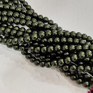 CH27979 Glass Pearls Round Beads ,For Jewellery 6mm/140Pcs/ Forest Green color,Col 001 ,Material Glass,,Beads (6 24) ()