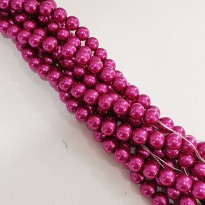 CH27989 Glass Pearls Round Beads For Jewellery 6mm/140Pcs Plum Color,Col 001 ,Material Glass,,Beads (14 14) ()
