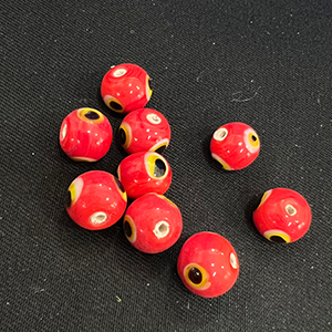 CH298 Glass Evil Eye Round Beads ,For Jewellery 10mm//15Pcs//Ø1,5mm Red Color,   ,Material ,,Beads (70 46) ()
