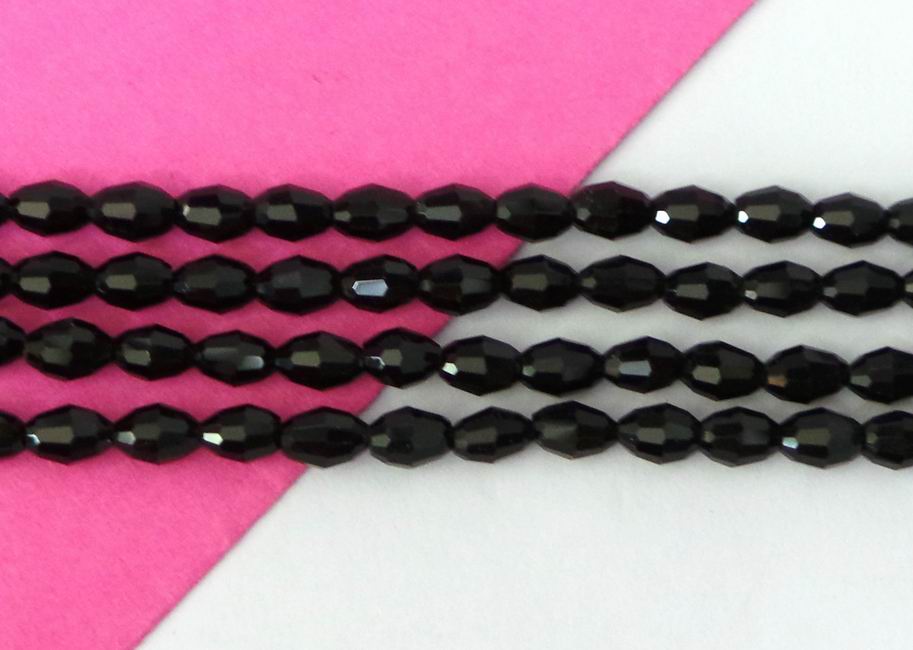 CH30977 Beads and Spacers Glass Column Beads,Faceted ,6X4mm/72Pcs ,Black Color (28 15) ()