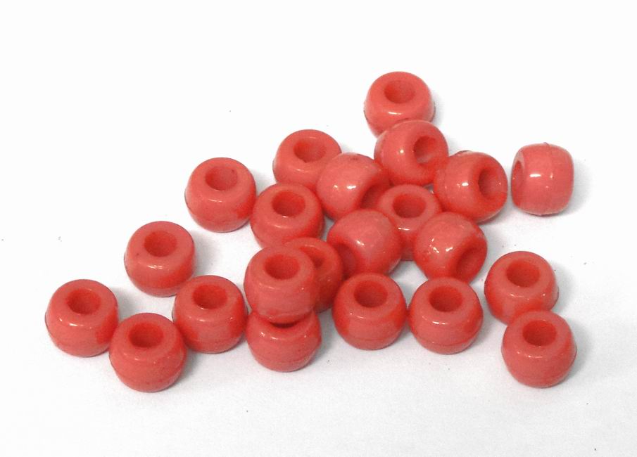 CH33484 Acrylic Round Beads with Big Hole ,For Jewellery 9X6mm/75Pcs//Ø4mm Coral Color,   ,Material Acrylic,,Beads (1 2) ()