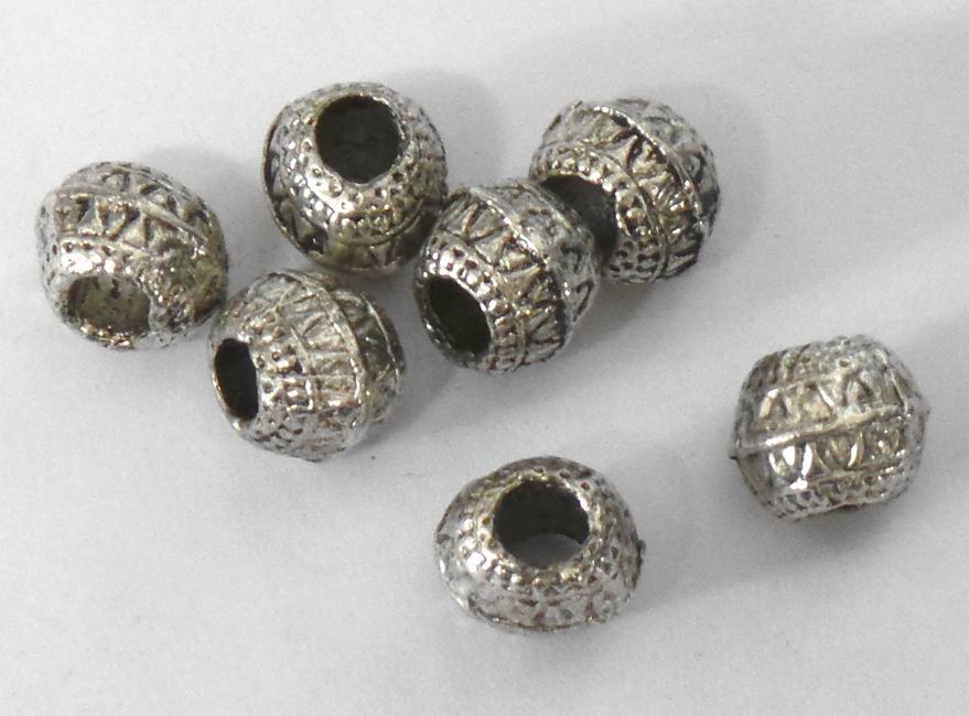 CH33992 Μεταλλικές στρόγγυλες χάντρες Για Κόσμημα/Μπεγλέρια/Πατεριμές 9X7mm/Ø3mm/5Τεμ. Αντικέ Χρώμα,   ,Συνθεση ,Χάντρα (19 0) (gr) ()