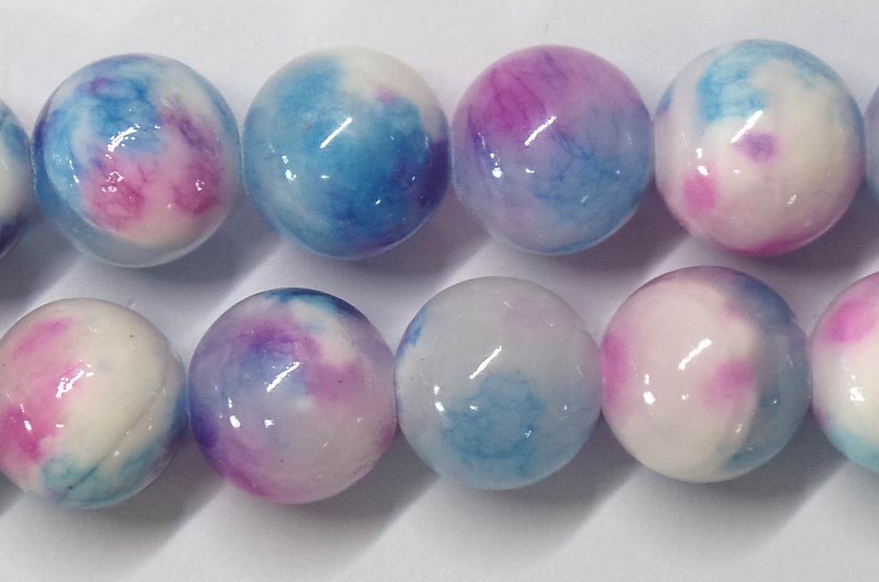 CH34727 Ημιπολύτιμοι λίθοι Νεφρίτης Στρόγγυλο Μπίλια  Για κόσμημα 8mm/~50Τεμ. Πολύχρωμο,   ,Συνθεση ,Χάντρα (2 0) (42gr) ()