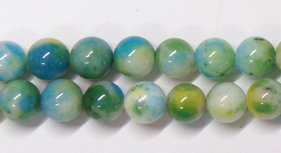 CH34728 Ημιπολύτιμοι λίθοι Νεφρίτης Στρόγγυλο Μπίλια  Για κόσμημα 10mm/~37Τεμ. Πολύχρωμο,   ,Συνθεση ,Χάντρα (3 -1) (gr) ()