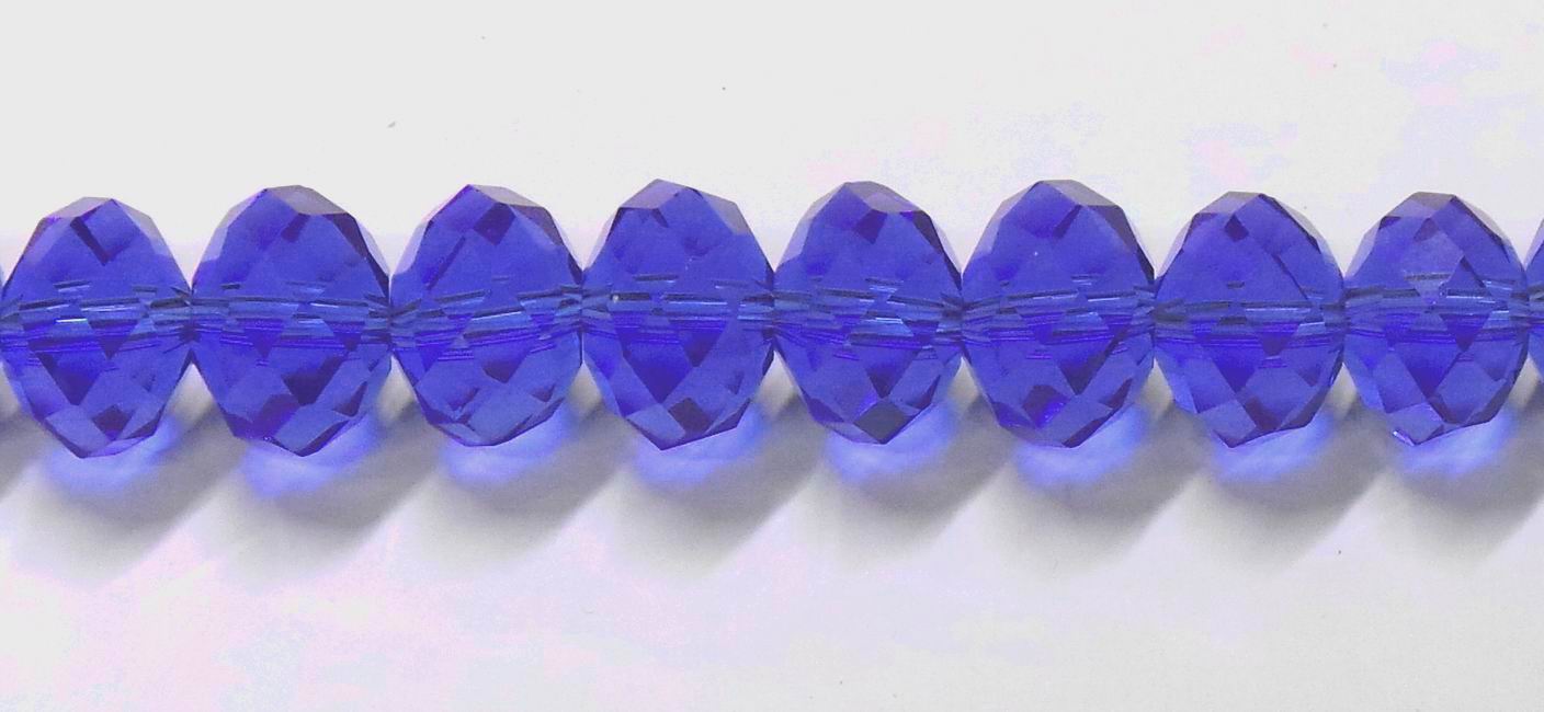 CH35153 Glass Glass Beads Rondelle,Faceted ,10X12mm/40Pcs ,Blue Color (3 5) ()