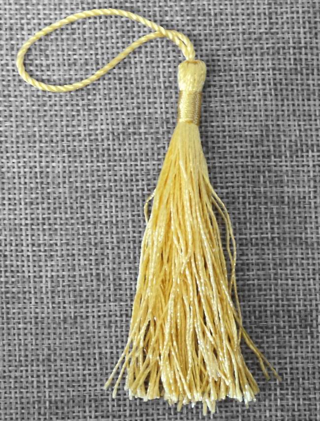 CH35399 Tassels Textile With Loop,With Belt ,80mm/5Pcs ,Yellow Color (9 3) ()