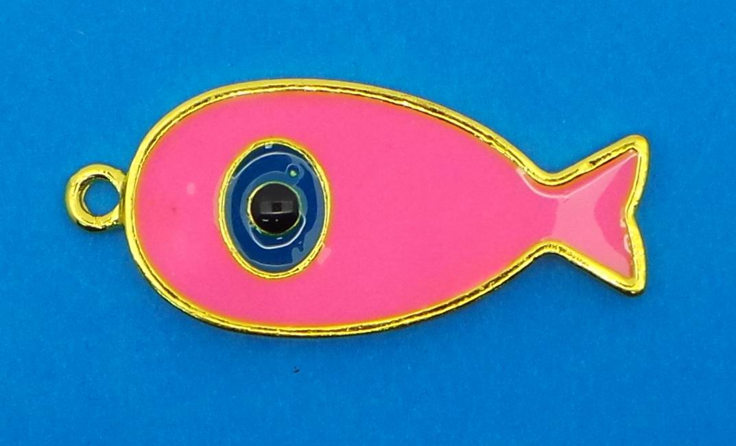 CH36957 Ορειχάλκινα Ψαράκια με Χρώμα Με Ματάκια 42X19mm/1Τεμ. Επίχρυσο Χρώμα Για κόσμημα Θαλασσινά Κρεμαστά Με Ματάκια (23 0) (gr) ()