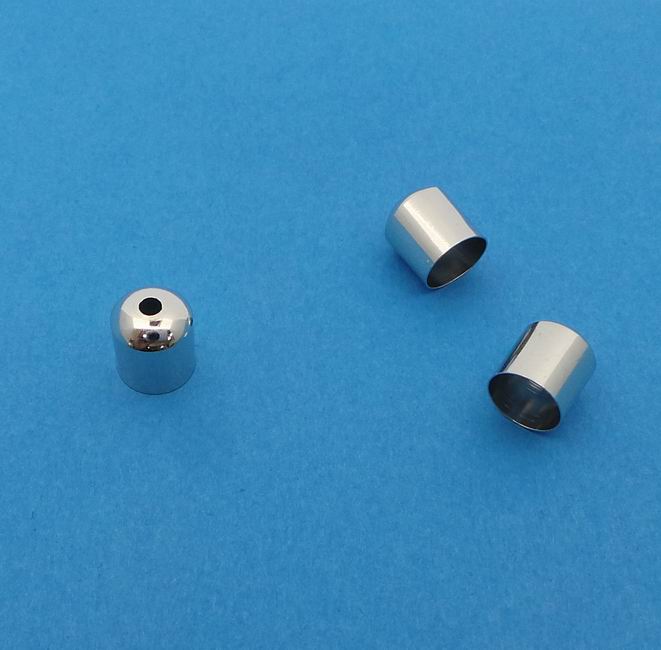 CH37412 Metal Leather Round Leather Ends ,For Jewellery 7mm//10Pcs//Ø6.5mm Platinum color,   ,Material ,,Beads (20 15) ()